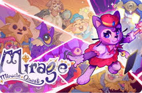 Mirage : Echoes — personnage félin violet avec chapeau, univers graphique unique et coloré