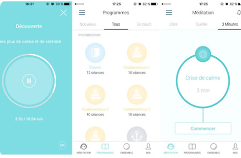 Petit Bambou — interface d’application de méditation avec écran de découverte et programmes guidés